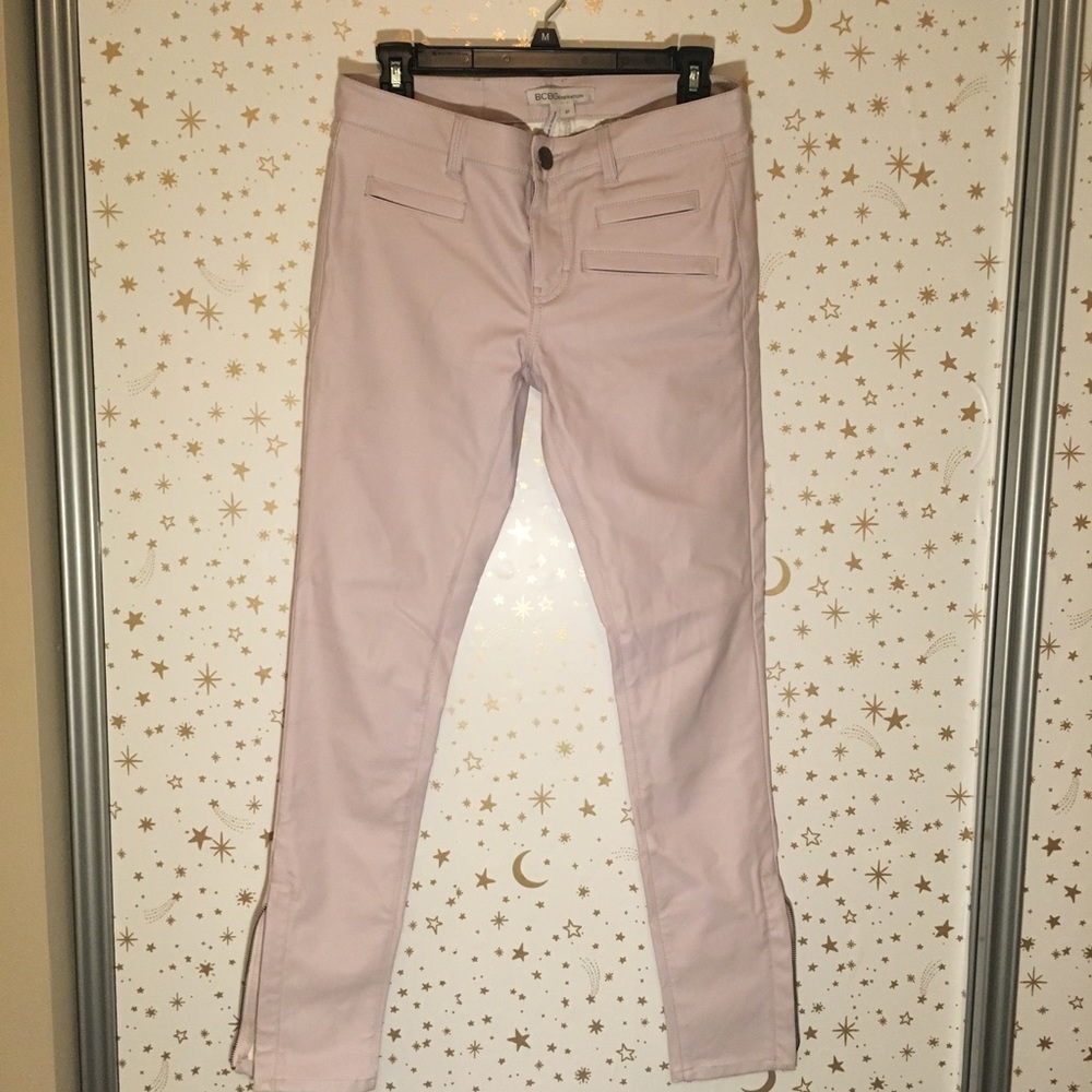 Faux leather lilac biker skinny pants